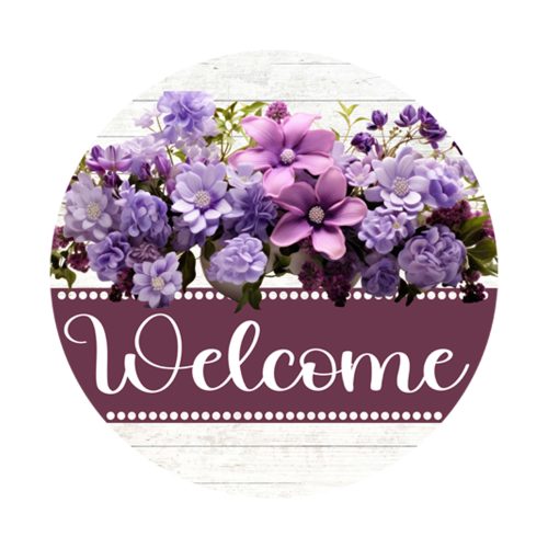 Purple Flowers Door Hanger